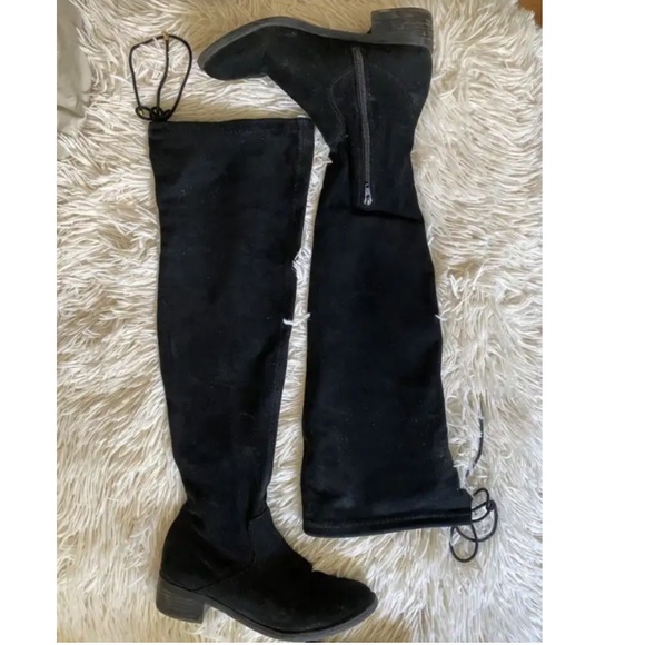 Black Suede Aldo Over-the-knee Boot Block heel Thigh High Boots - Picture 2 of 5